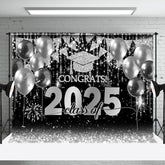 Aperturee - Silver Balloon Flag Congrats 2025 Photo Backdrop